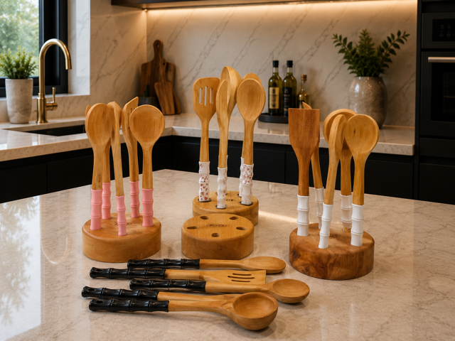 کفگیر ملاقه پایه چوبی